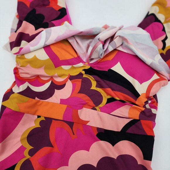 Trina Turk womens size 10 Fan Faire Ruffle Plunge One-Piece Swimsuit New - Picture 9 of 11